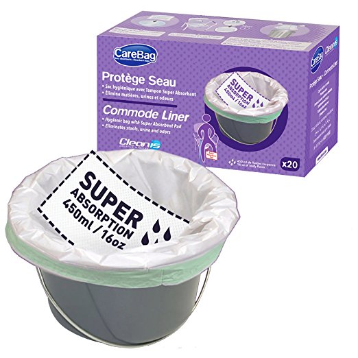 Carebag Medical Grade Commode Liner with Super Absorbent Pad