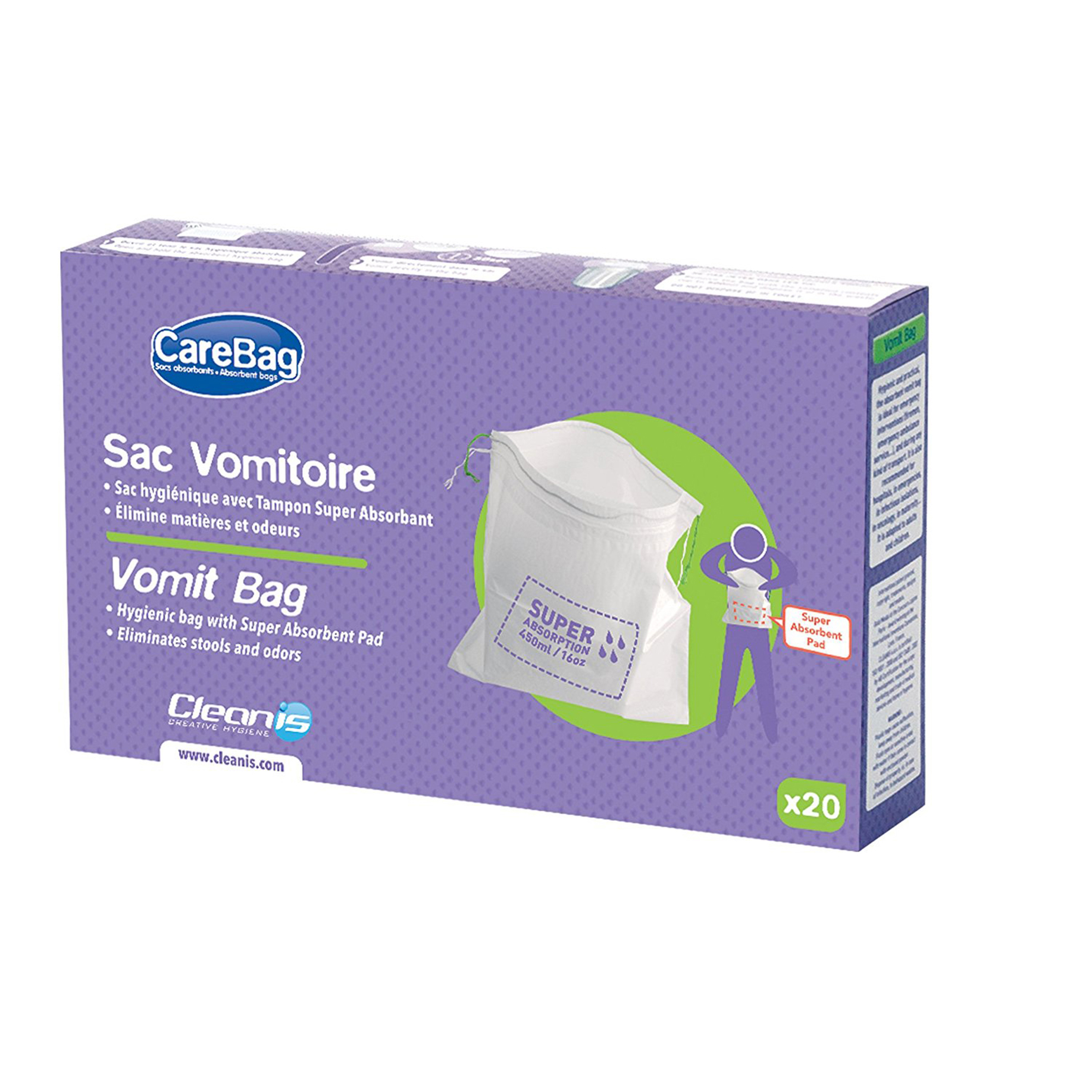 Carebag Medical Grade Vomit Bag with Super Absorbent Pad